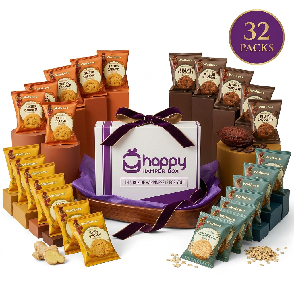 Biscuit Hamper Gift Set x 32 Packs of Assorted Walkers Biscuits Twin Pack, 64 pcs total