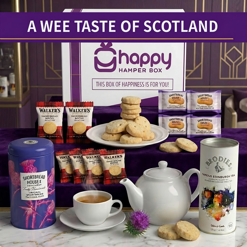 Scottish Afternoon Tea Hamper Gift Set x 12 Items; Edinburgh Tea, Shortbread Tin, 10 Shortbread Packs