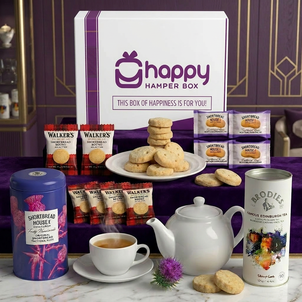 Scottish Afternoon Tea Hamper Gift Set x 12 Items; Edinburgh Tea, Shortbread Tin, 10 Shortbread Packs