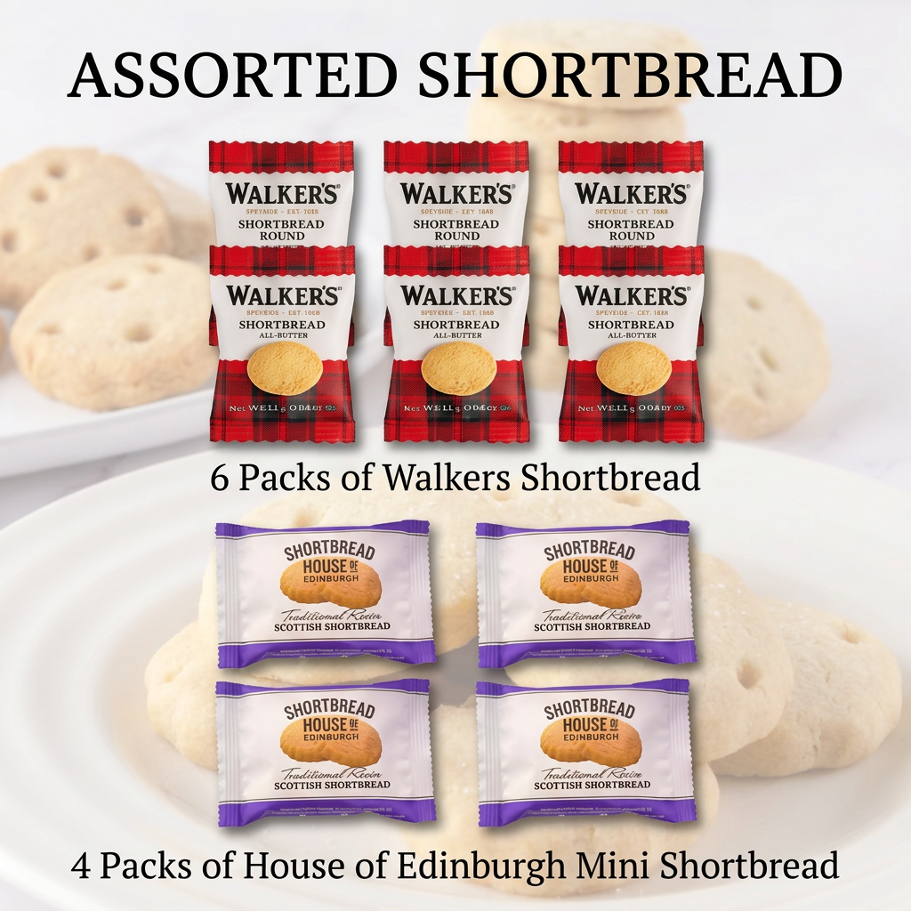 Scottish Afternoon Tea Hamper Gift Set x 12 Items; Edinburgh Tea, Shortbread Tin, 10 Shortbread Packs