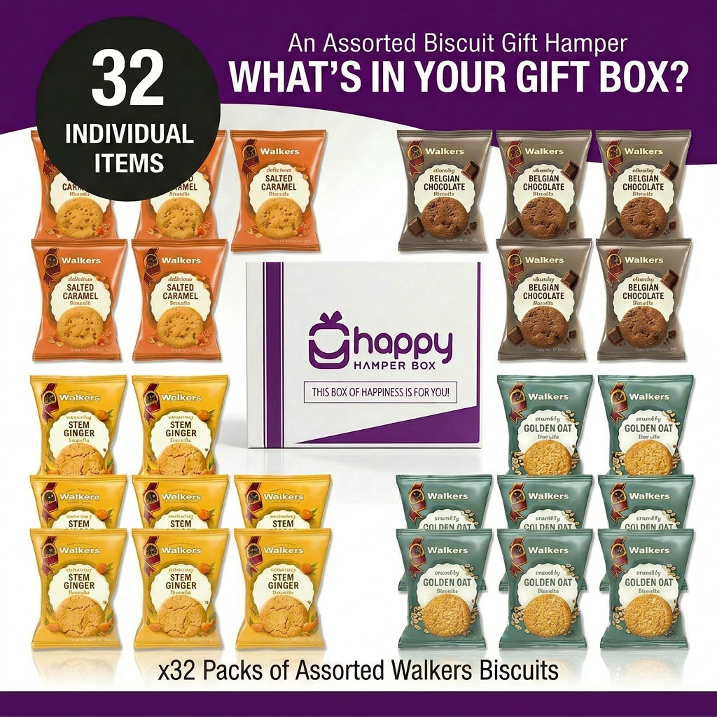 Biscuit Hamper Gift Set x 32 Packs of Assorted Walkers Biscuits Twin Pack, 64 pcs total